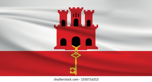 Gibraltar flag waving with wind effect