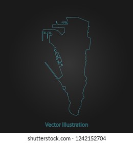 Gibraltar map - Abstract mash line and point scales on dark background with Gibraltar. flat design style, clean and modern. Vector Illustration eps10