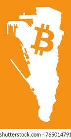 Gibraltar map with bitcoin crypto currency symbol illustration