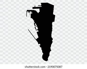 Gibraltar Map black Color on Backgound png  not divided into cities