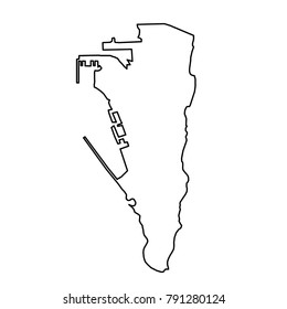 Gibraltar map of black contour curves on white background of vector illustration