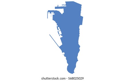 Gibraltar Map Blue Color