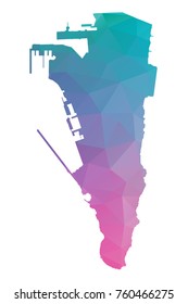 gibraltar map. Blue and Pink polygonal shape vector illustration on white background. Vector illustration eps 10.