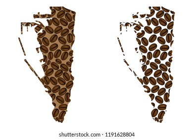 Gibraltar -  map of coffee bean, Rock of Gibraltar map made of coffee beans,