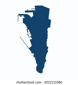 Mapa de Gibraltar vector de color moderno. Mapa de silueta. sobre fondo blanco. 