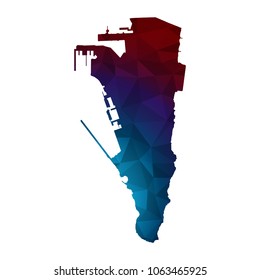 Gibraltar map - Colorful Polygonal map of Gibraltar rumpled triangular low poly style gradient graphic background , Vector illustration eps 10.