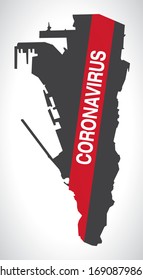 Gibraltar map with Coronavirus warning illustration