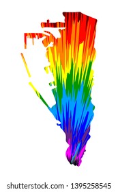 Gibraltar - map is designed rainbow abstract colorful pattern, Principality of Gibraltar map made of color explosion,