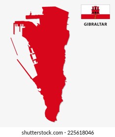 Gibraltar Map With Flag