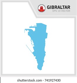 Gibraltar map and flag in white background