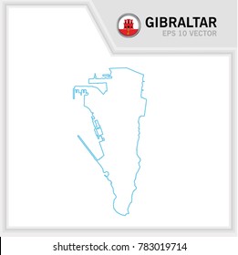 Gibraltar map and flag in white background