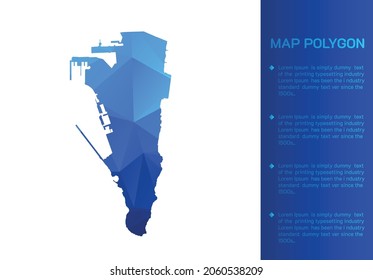 Gibraltar map in geometric blue polygonal style modern design on white background. Vector illustration map in geometric blue polygonal style modern design on white background. Vector illustration.