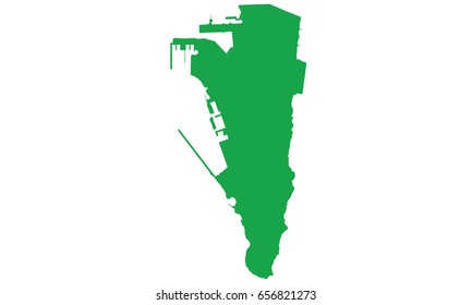 Gibraltar map green color