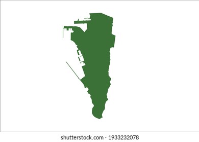 Gibraltar Map Green Color on White Backgound