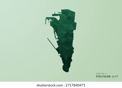 Gibraltar Map - Green Polygon Style Vector Illustration, Low Poly Geometric Design with Clean Silhouette on soft green Background.