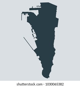 Gibraltar map on gray background vector, Gibraltar Map Outline Shape Gray on White Vector Illustration