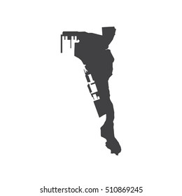 Gibraltar map silhouette on the white background. Vector illustration