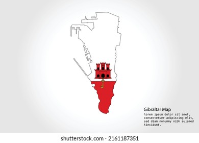 Gibraltar Map stripes. Vector illustration Color on White Backgound