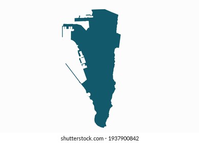 Gibraltar map vector. blue color on white background.