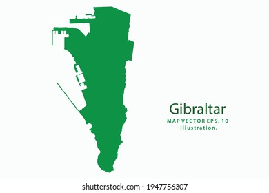Mapa de Gibraltar. Vector eps10. color verde. con un fondo blanco.
