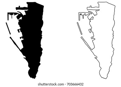 Gibraltar map vector illustration, scribble sketch Gibraltar