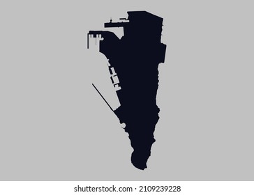 Gibraltar map vector, Isolated on gray background