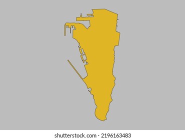 Gibraltar map vector, Isolated on gray background