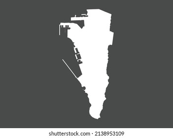 Vector de mapa de Gibraltar, color blanco, aislado en fondo gris