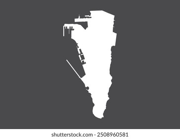 Vector del mapa de Gibraltar, color blanco, no aislado en fondo oscuro