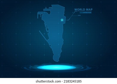 Gibraltar Map - World Map International vector template with Hologram in perspective style and HUD, GUI, UI interface isolated on blue background for design - Vector illustration eps 10