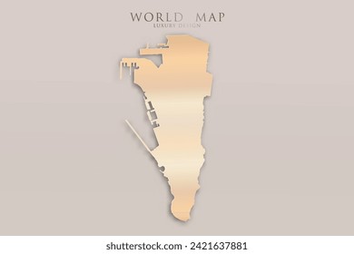 Mapa de Gibraltar - Mapa mundial Planilla vectorial internacional con 3D, diseño de lujo dorado incluyendo sombra sobre fondo brillante para diseño, educación, sitio web, infografía - Ilustración vectorial eps 10