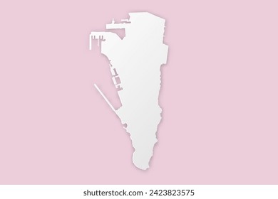Gibraltar Map - World map International vector template with paper cut style including shadow and white color on pink background for design, education, website - Vector illustration eps 10