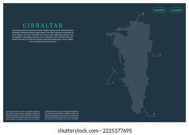 Gibraltar Map - World map vector template with Grey dots, grid, grunge, halftone style isolated on green background for education, infographic, design, website, banner - Vector illustration eps 10