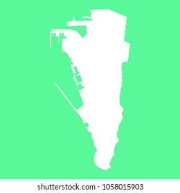 Gibraltar map-White map on green background. Each city and border has separately. Vector illustration eps 10.