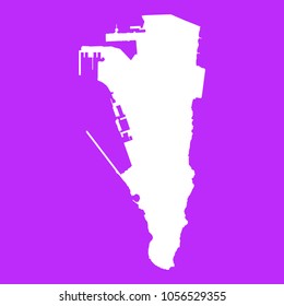 Gibraltar map-White map on purple background. Each city and border has separately. Vector illustration eps 10.