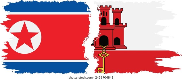 Gibraltar y Corea del Norte grunge banderas conexión, Vector