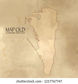 gibraltar on the map of Balkans in soft grunge and vintage style, like old paper with watercolor painting. VectorEPS10