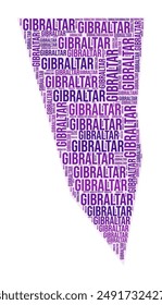 Gibraltar region word cloud. Country shape design. Gibraltar colored illustration. Region names collage cloud. Vector illustration.