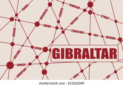 Gibraltar relative tags cloud. Molecule And Communication Background. Modern vector brochure or web banner design template. Connected lines with dots