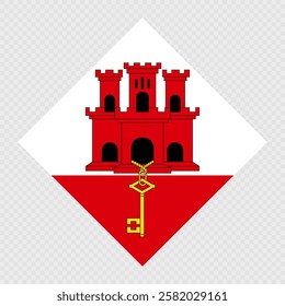 Gibraltar rhombus flag. Vector illustration.