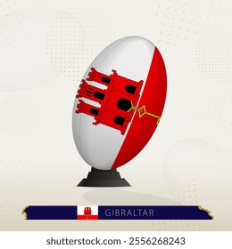 Gibraltar Rugby Ball on Rugby Kicking Tees with Modern Design. Illustration perfect for sports, national pride, and rugby-related projects.