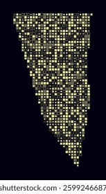 Gibraltar, shape of the country built of colored cells. Digital style map of Gibraltar on dark background. Small size square blocks. Modern vector illustration.