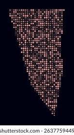 Gibraltar, shape of the country built of colored cells. Digital style map of Gibraltar on a dark background. Small size circle blocks. Classy vector illustration.