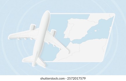 Gibraltar Travel Illustration with Plane and National Flag. Ideal for travel agencies, promotional materials, or geographic content related to Gibraltar.