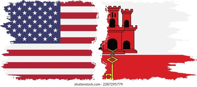 Conexión de banderas de grano de Gibraltar y EE.UU., vector