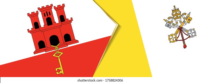 Gibraltar and Vatican City flags, two vector flags symbol of relationship or confrontation.