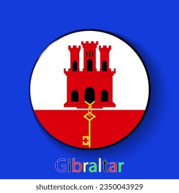 Gibraltar vector flag. Football europe 2024 tournament championship. Round badges of the country in the actual championship colors.