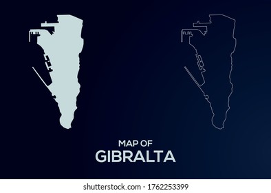 Silhouette de mapa vectorial de Gibraltar aislada. Ilustración detallada de silueta. Archivo de vector de mapa de Gibraltar editable completo.