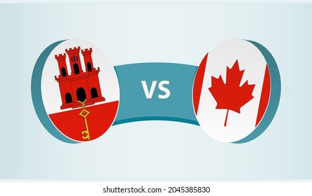 Gibraltar versus Canada, team sports competition concept. Round flag of countries.