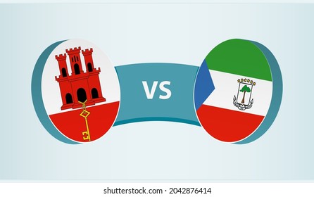 Gibraltar versus Guinea Ecuatorial, concepto de competición deportiva de equipo. Bandera redonda de países.